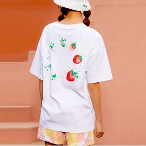 Converse White T-Shirt with Strawberry Print